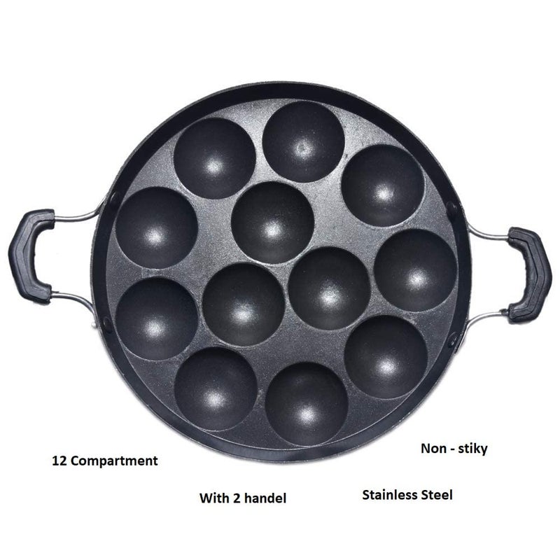 Bandhan Enterprises 12 Compartment NonSticky Appa Patra Maker with Stainless Steel Lid - Image 2