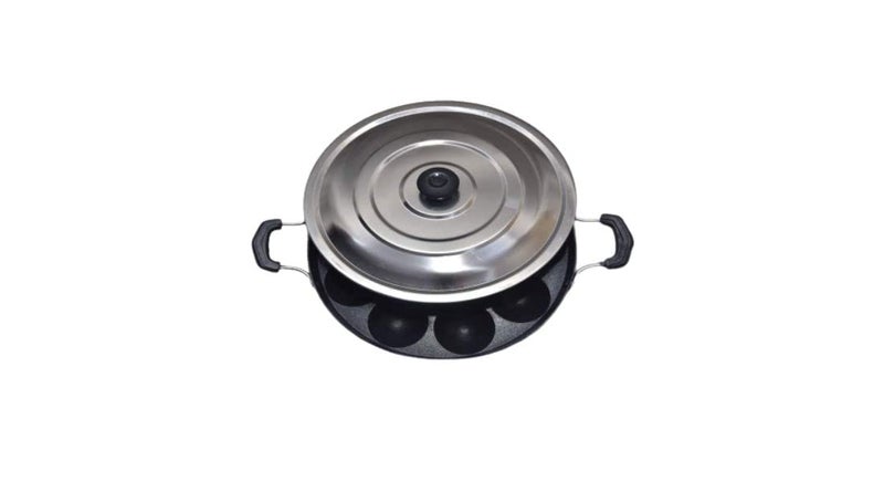 Bandhan Enterprises 12 Compartment NonSticky Appa Patra Maker with Stainless Steel Lid - Image 1