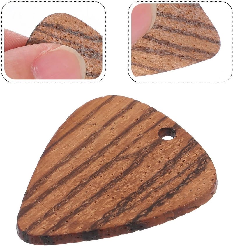 Wooden Guitar Picks 4pcs Wooden Pendant Guitar Pick Durable Practical Bass Accessory Fingertip Guard Music Instrument - Image 5