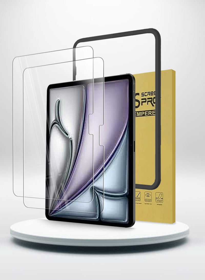 Techie Screen Protector for Apple iPad Air 13-Inch M2 (2024), 2-Pack Tempered Glass with Easy Installation Frame, HD Clear, Anti-Scratch, Anti-Fingerprint - Image 1