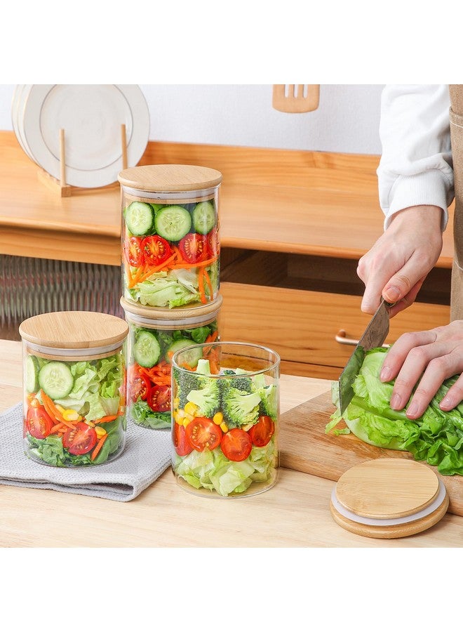 كومساف مجموعة من 6 أوعية زجاجية لتخزين الطعام من كوم ساف، سعة 25 أونصة، حاويات تخزين زجاجية شفافة بأغطية، وعاء تنظيم المخزن، وعاء توابل، وعاء شاي وقهوة وسكر، مجموعة عبوات صغيرة للمطبخ - Image 3