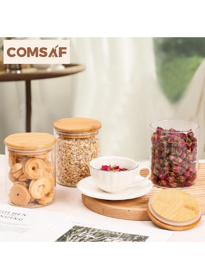 كومساف مجموعة من 6 أوعية زجاجية لتخزين الطعام من كوم ساف، سعة 25 أونصة، حاويات تخزين زجاجية شفافة بأغطية، وعاء تنظيم المخزن، وعاء توابل، وعاء شاي وقهوة وسكر، مجموعة عبوات صغيرة للمطبخ - Image 4