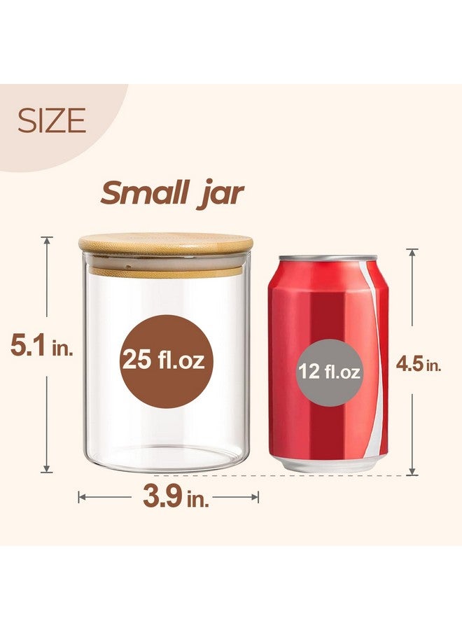 كومساف مجموعة من 6 أوعية زجاجية لتخزين الطعام من كوم ساف، سعة 25 أونصة، حاويات تخزين زجاجية شفافة بأغطية، وعاء تنظيم المخزن، وعاء توابل، وعاء شاي وقهوة وسكر، مجموعة عبوات صغيرة للمطبخ - Image 1