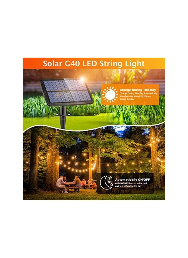 The Bros Solar String Lights Outdoor 30FT with 9+1 Spare G40 Bulbs, Warm White Solar Garden Lights Outdoor Waterproof, USB Solar Charging with 4 Light Mode for Backyard Patio Wedding Party Decoration  - Image 3