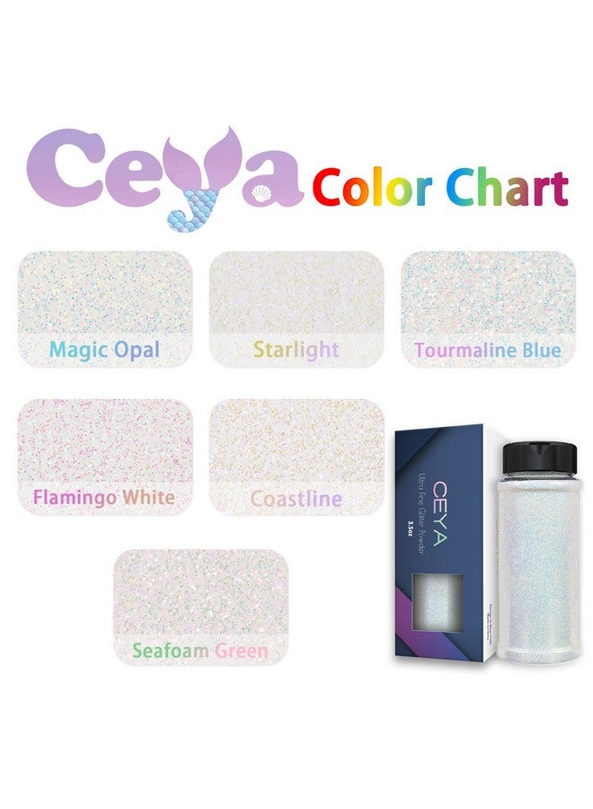 ceya Ultra Fine White Glitter Powder 3.5Oz/ 100G Magic Opal Iridescent Crafts Glitter 1/128” 0.008” 0.2Mm For Slime Epoxy Resin Tumbler Jewelry Nails Art Makeup Painting Snow Globe Christmas Decor - Image 3