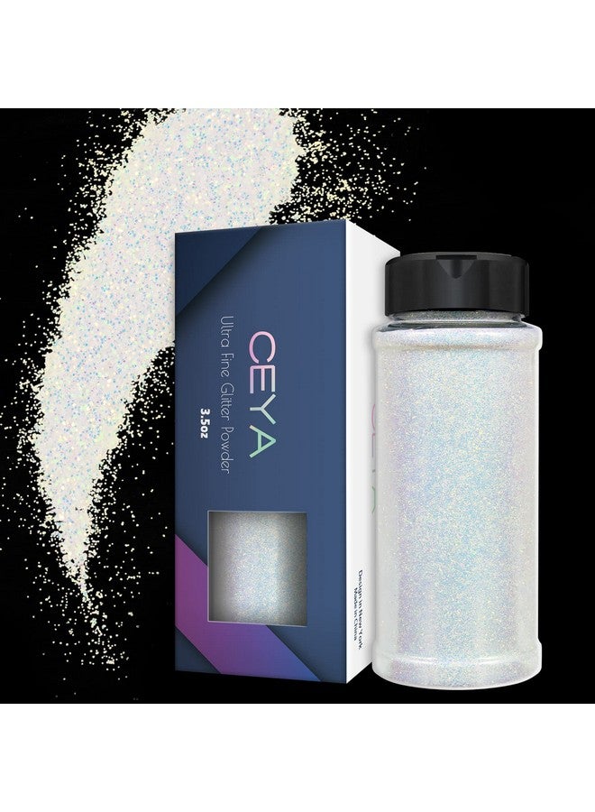 ceya Ultra Fine White Glitter Powder 3.5Oz/ 100G Magic Opal Iridescent Crafts Glitter 1/128” 0.008” 0.2Mm For Slime Epoxy Resin Tumbler Jewelry Nails Art Makeup Painting Snow Globe Christmas Decor - Image 1
