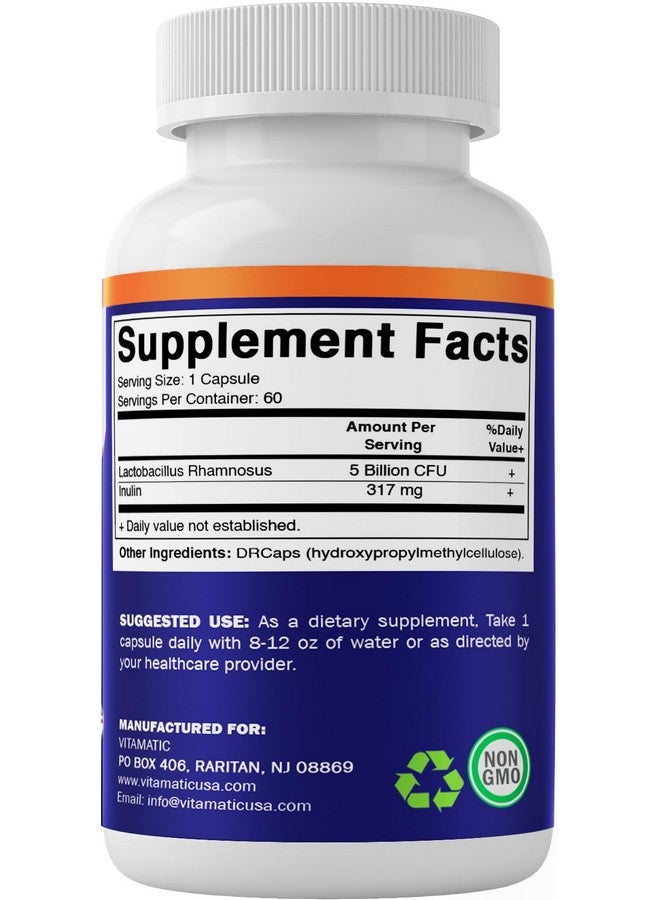 Vitamatic Lactobacillus Rhamnosus 5 Billion per DR Capsule (10 Billion Per 2 Capsules) - 60 Count - Advanced Digestive & Immune Support - Made with Prebiotic Inulin Fiber - Image 5