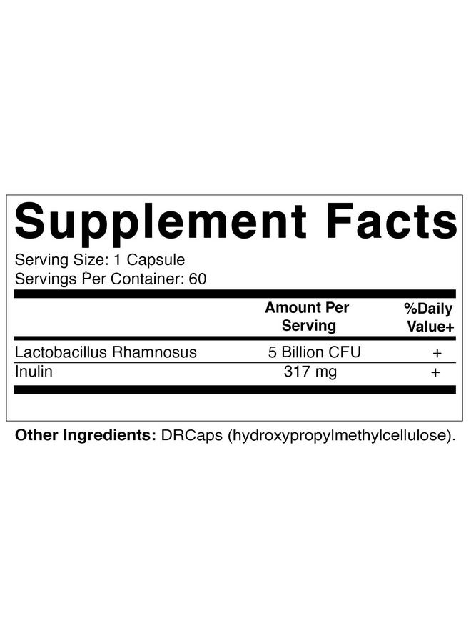 Vitamatic Lactobacillus Rhamnosus 5 Billion per DR Capsule (10 Billion Per 2 Capsules) - 60 Count - Advanced Digestive & Immune Support - Made with Prebiotic Inulin Fiber - Image 2