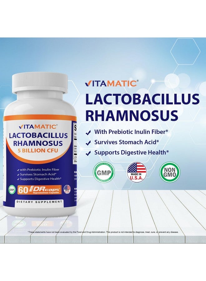 Vitamatic Lactobacillus Rhamnosus 5 Billion per DR Capsule (10 Billion Per 2 Capsules) - 60 Count - Advanced Digestive & Immune Support - Made with Prebiotic Inulin Fiber - Image 3
