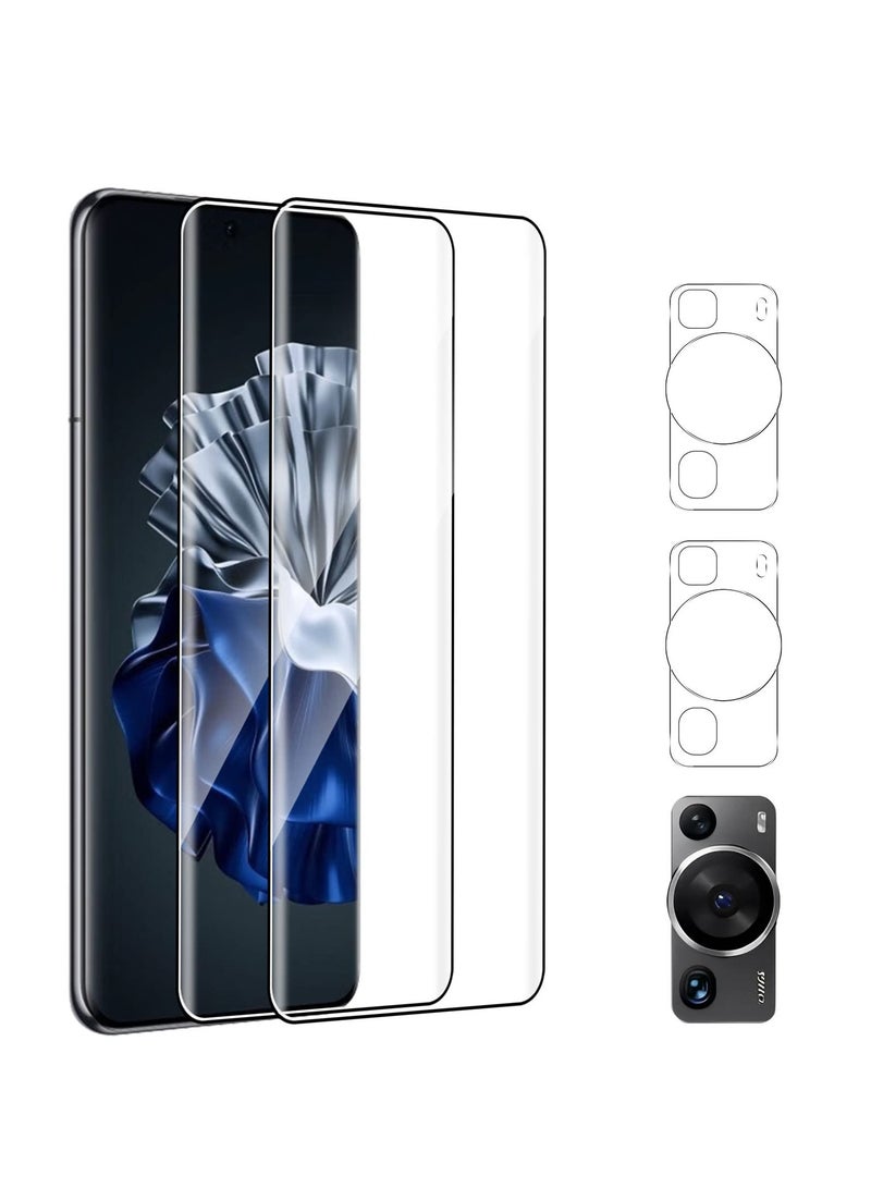 SYOSI Compatible with Huawei P60 / P60 Pro Screen Protector, 2 Pack Tempered Glass Protective Film 2 Pack Camera Lens Protector, Anti-Fingerprint Bubble-Free 9H Hardness Screen Protector - Image 1