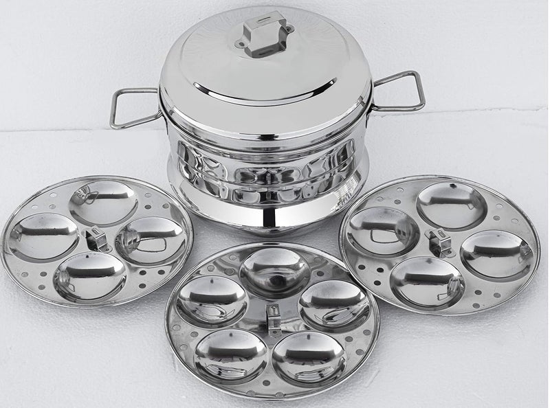 FUTENSILS FUTENSILS Stainless Steel Idli MakerPannai 13 IDLY 3plates Weight 1400Kg Plasma Welding Body 2plate with 4 cavity1Plate with 5 cavities - Image 2