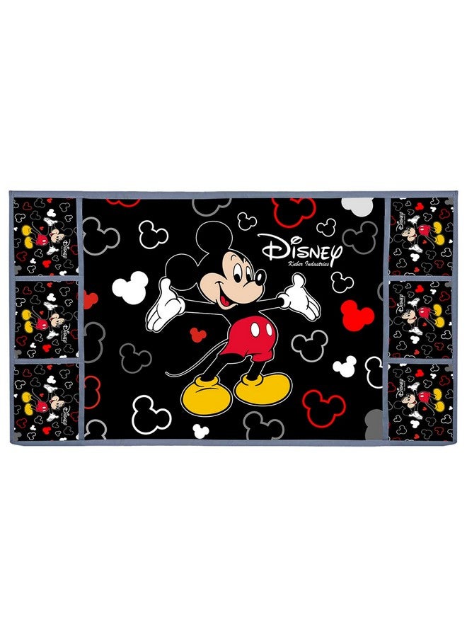 Kuber Industries Kuber Industries Disney Print Satin Fridge Top Cover with 6 Utility Side Pockets (Black)  - Image 2