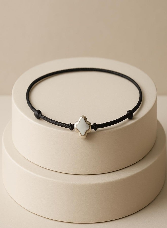 DARSHRAJ Handmade 925 Sterling Silver Clover Charm Anklet Adjustable Size for Boys | Girls | Men | Women | Chandi ke Payal | Najariya Anklet - Image 5