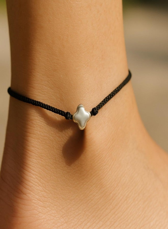 DARSHRAJ Handmade 925 Sterling Silver Clover Charm Anklet Adjustable Size for Boys | Girls | Men | Women | Chandi ke Payal | Najariya Anklet - Image 3