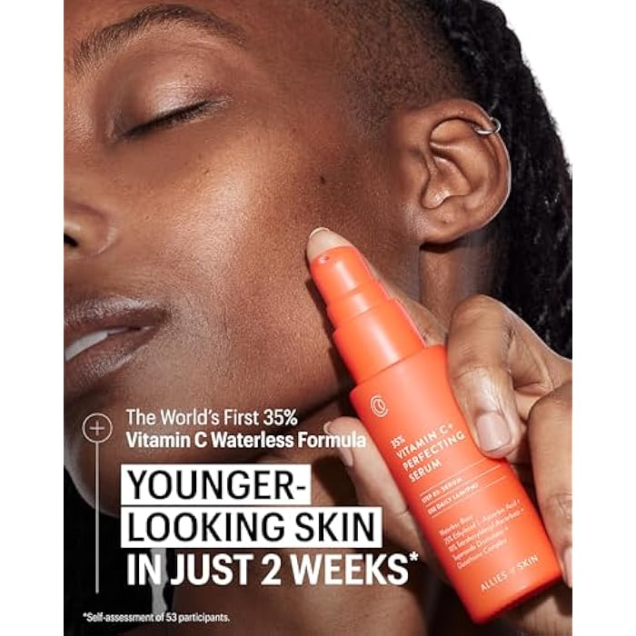 Allies of Skin 35% Vitamin C Extra Strength Serum | Waterless Professional Grade Face Serum with Niacinamide | Highly Concentrated Formula to Plump & Firm Skin | Hydrating Anti-Aging Skincare | 1 oz - Image 2