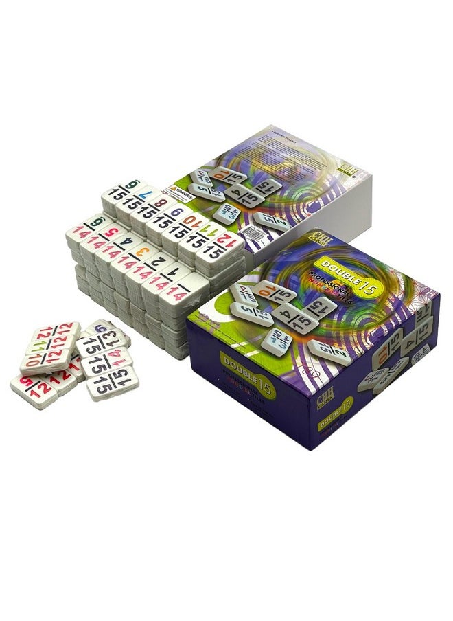 CHH CHH 15 Professional Double Domino with Color Numbers - 136 Pieces Domino Set for All Ages  - Image 1