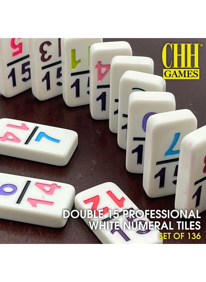 CHH CHH 15 Professional Double Domino with Color Numbers - 136 Pieces Domino Set for All Ages  - Image 2