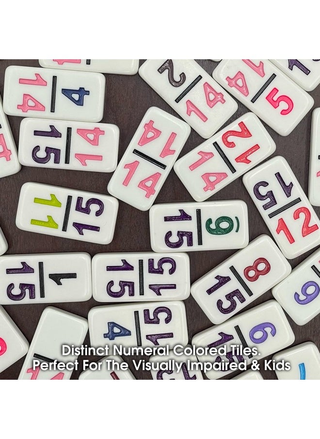 CHH CHH 15 Professional Double Domino with Color Numbers - 136 Pieces Domino Set for All Ages  - Image 5
