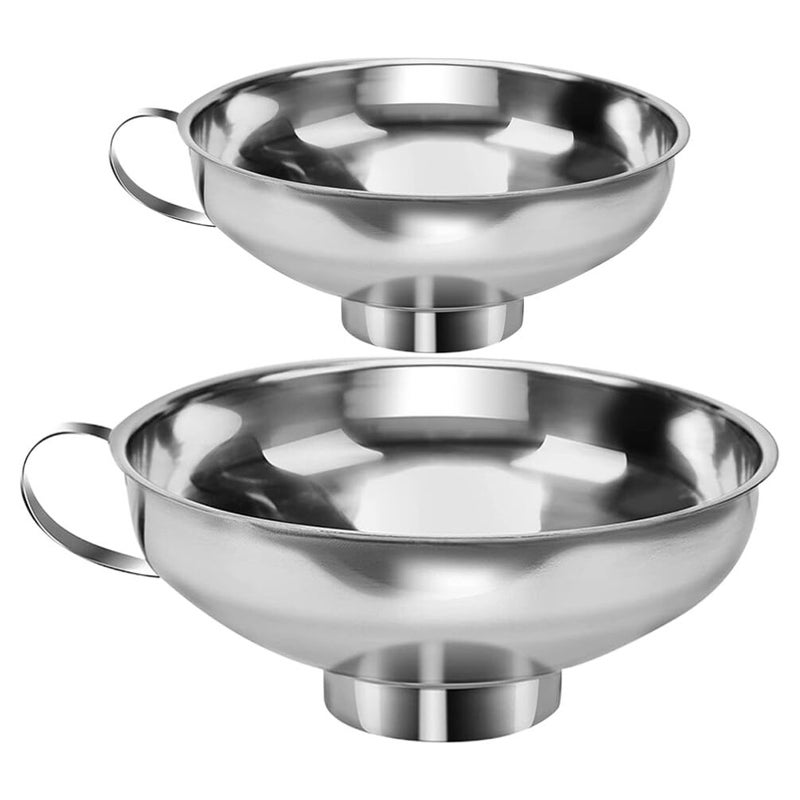2Pcs Stainless Steel Wide Mouth Kitchen Funnels Easy Filling For Bottles Jars - Image 2