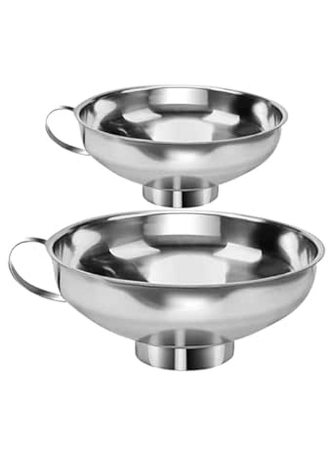 2Pcs Stainless Steel Wide Mouth Kitchen Funnels Easy Filling For Bottles Jars - Image 1