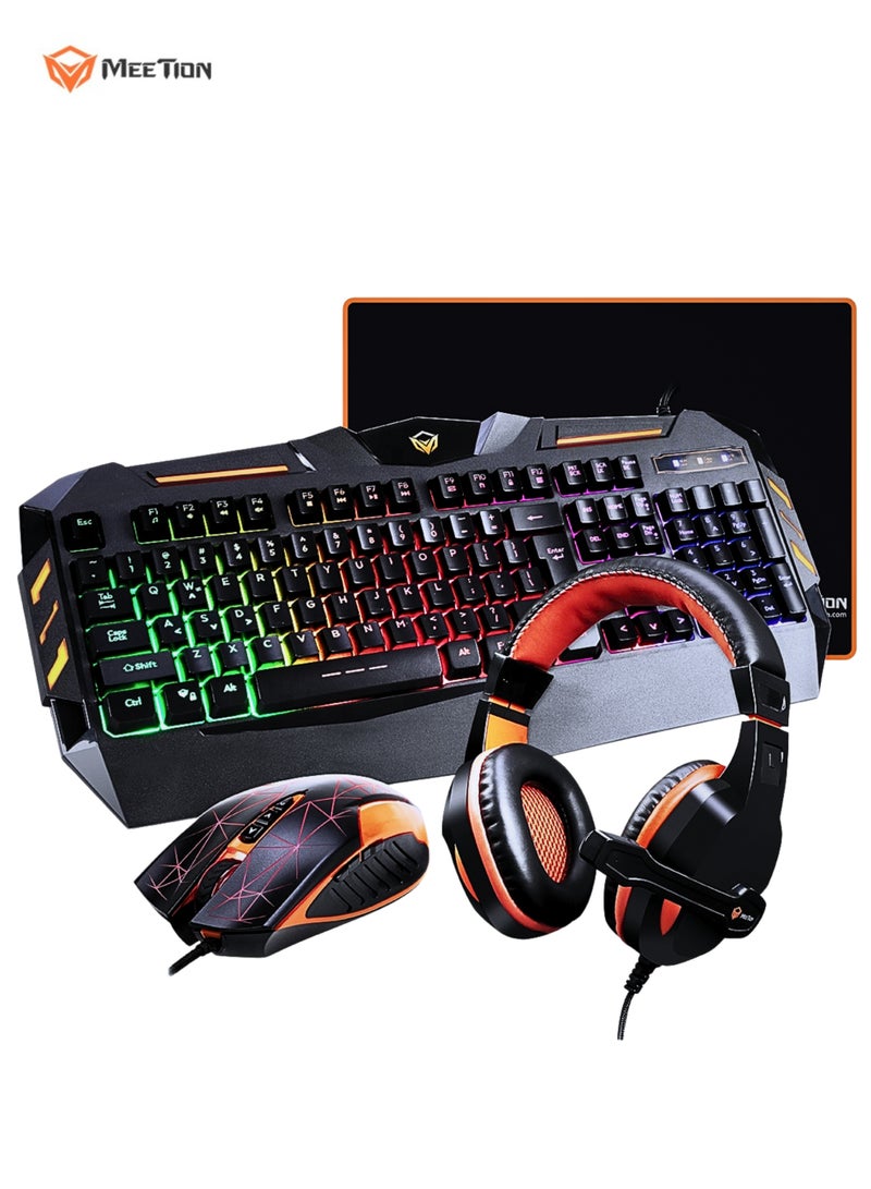 Meetion C500 Gaming Combo – Wired Keyboard, Mouse, Headset & Mouse Pad 4-in-1 PC Gaming Kit - Image 1