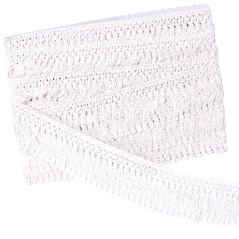 10 Yards X 6cm Wide Cotton Tassel Fringe Trim Lace Fibre Tassel Fringe Trim for Clothes Accessories DIY Sewing Craft Lamp Shade Decoration Wedding Dress