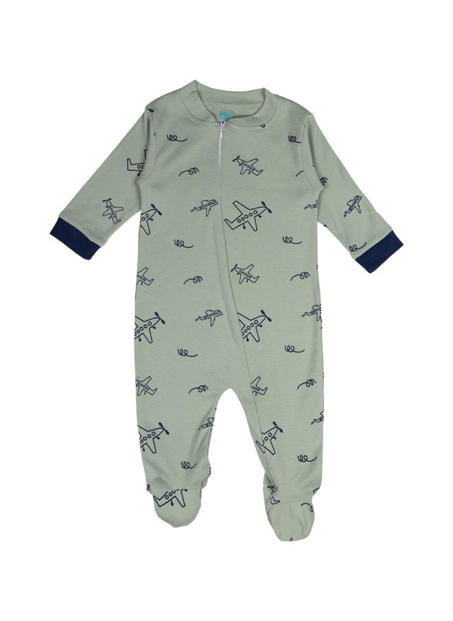 Babies Basic 100% Cotton Printed Long Sleeves Jumpsuit/Romper/Sleepsuit With Feet Covering For Babies  - Image 1