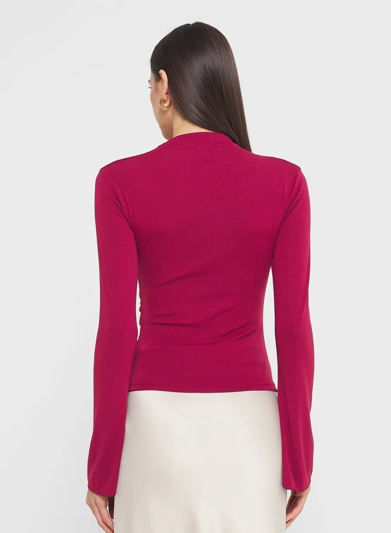 ELLA High Neck bell Sleeved Top