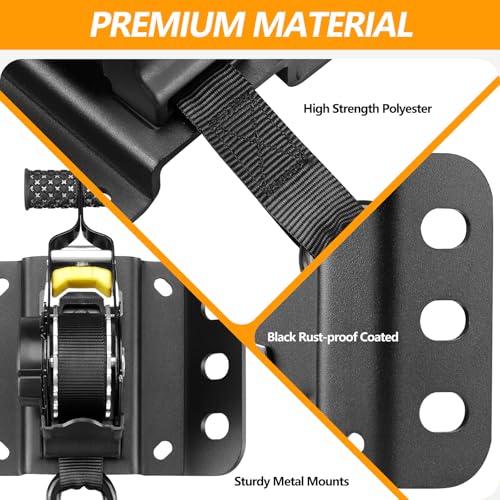 Hifybaty 2PCS Retractable Tie Down Straps for 2015-2025 Ford F150, Retractable Ratchet Straps 10 Ft Self Retracting Tie Down with Boxlink Plates Mounted Brackets Bed Mount Heavy Duty Bolt on - Image 5