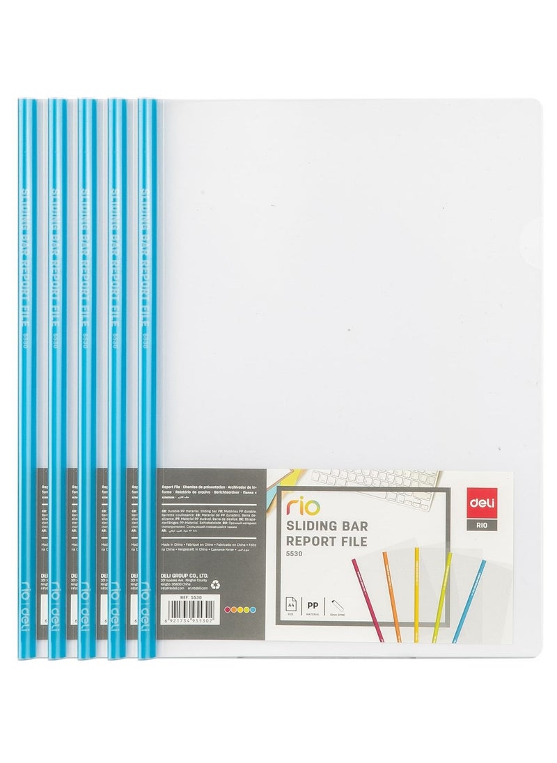 Deli 5-Piece Report File With Blue Sliding Bar  - Image 1