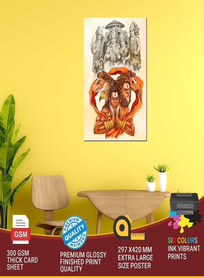 Roostaflag Panchmukhi Hanuman Poster | Panchmukhi Hanuman Sticker | Panchmukhi Hanuman Wall Poster | Panchmukhi Hanuman Ji Sticker | Panchmukhi Hanuman Poster Big Size | Panchmukhi Lord Hanuman Posters for Room Decoration - Image 4