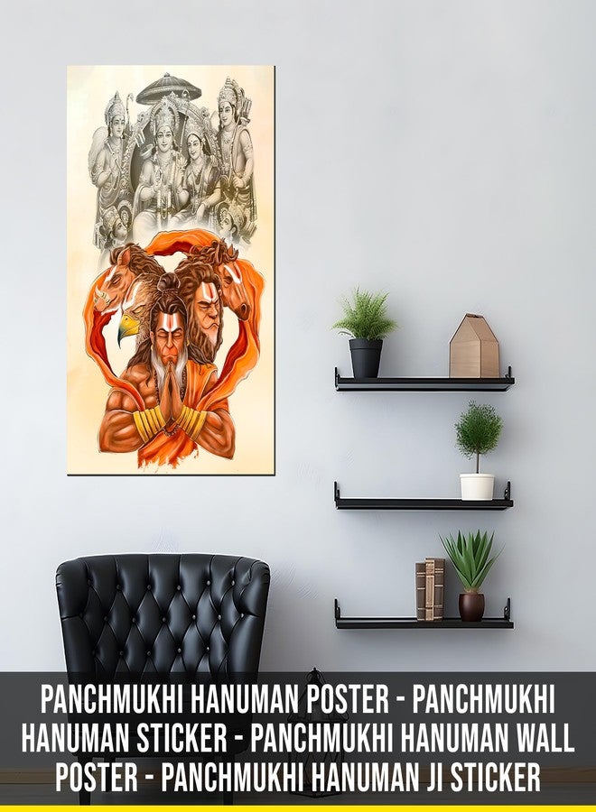 Roostaflag Panchmukhi Hanuman Poster | Panchmukhi Hanuman Sticker | Panchmukhi Hanuman Wall Poster | Panchmukhi Hanuman Ji Sticker | Panchmukhi Hanuman Poster Big Size | Panchmukhi Lord Hanuman Posters for Room Decoration - Image 2