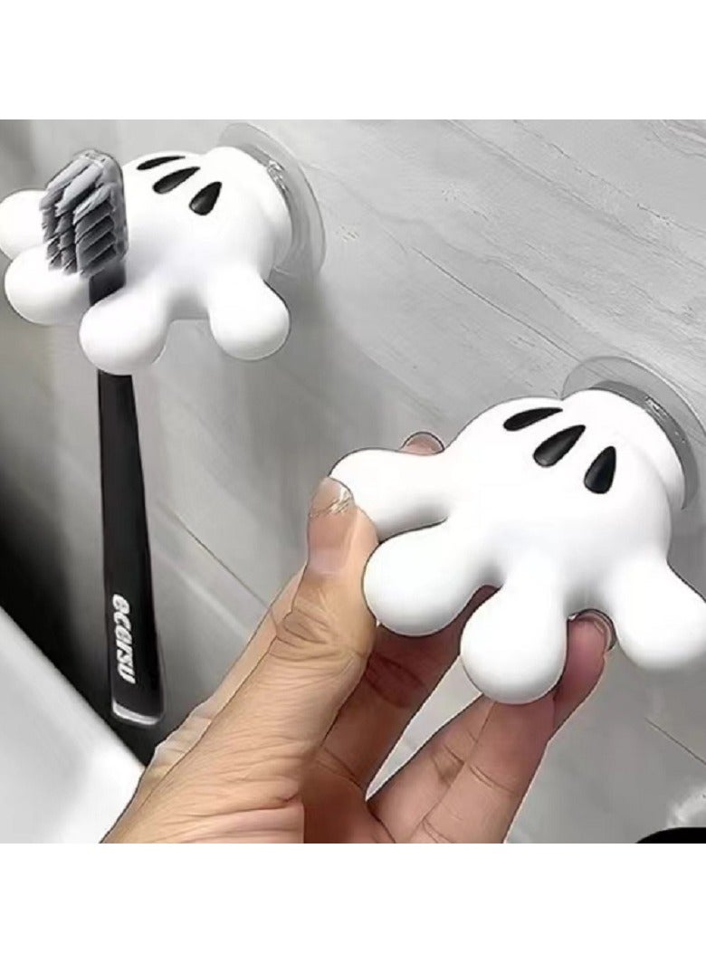 جلوسكي حامل فرشاة الأسنان كف النخيل لطيف بدون أثر خطاف كابل البيانات لفف منشفة الحمام كوب شفط خطاف متعدد الوظائف - Image 1