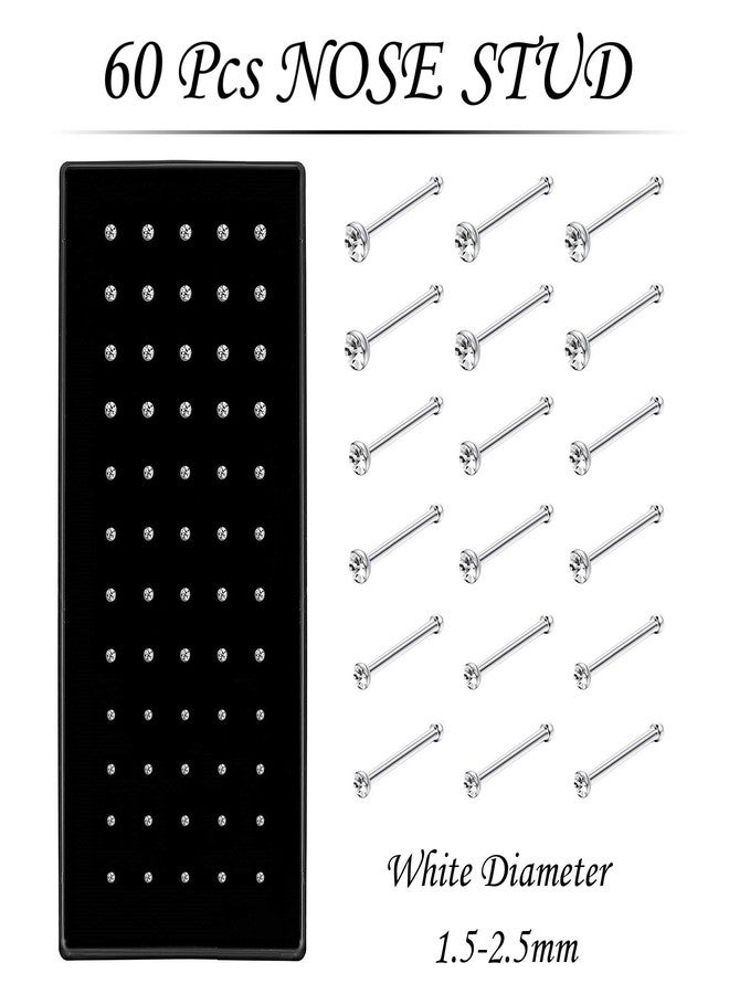 اومايجار أقراط أنف، أقراط أنف مستقيمة/على شكل حرف L/لولبية للنساء والرجال، مصنوعة من الفولاذ الجراحي المقاوم للحساسية، مجوهرات ثقب الأنف، مقاس 1.5/2/2.5 مم، مرصعة بالكريستال، هدية مثالية، معدن، كوارتز دروزي - Image 2