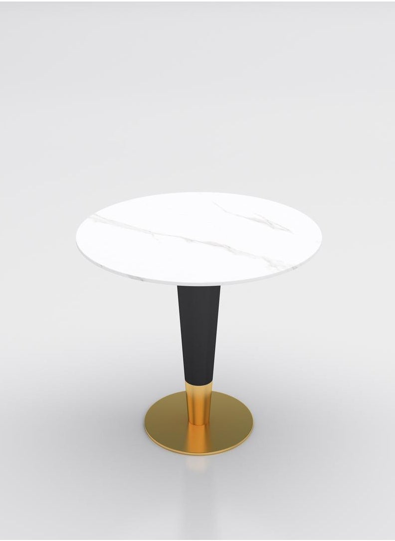 Taimi Artificial Marble Dining Table Gold White 60 X 60 X 75  - Image 3