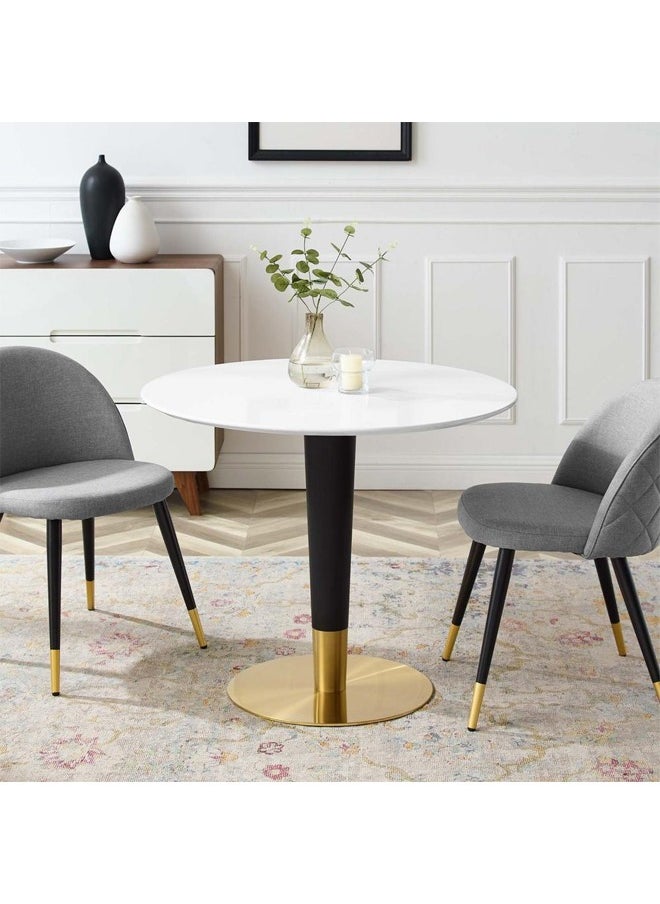 Taimi Artificial Marble Dining Table Gold White 60 X 60 X 75  - Image 1
