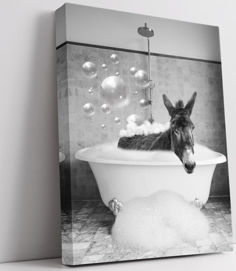 Biufo Donkey in Bathtub Canvas Wall Art - Image 1