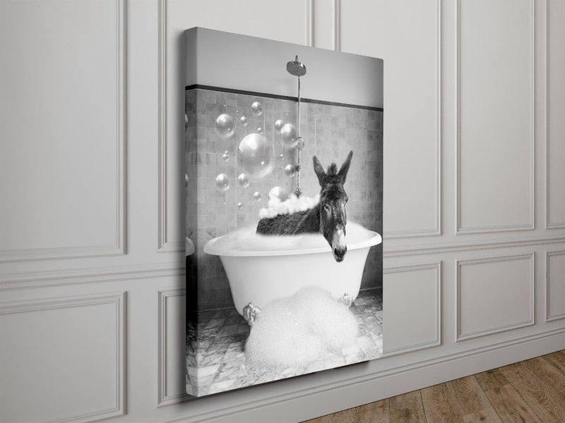 Biufo Donkey in Bathtub Canvas Wall Art - Image 2