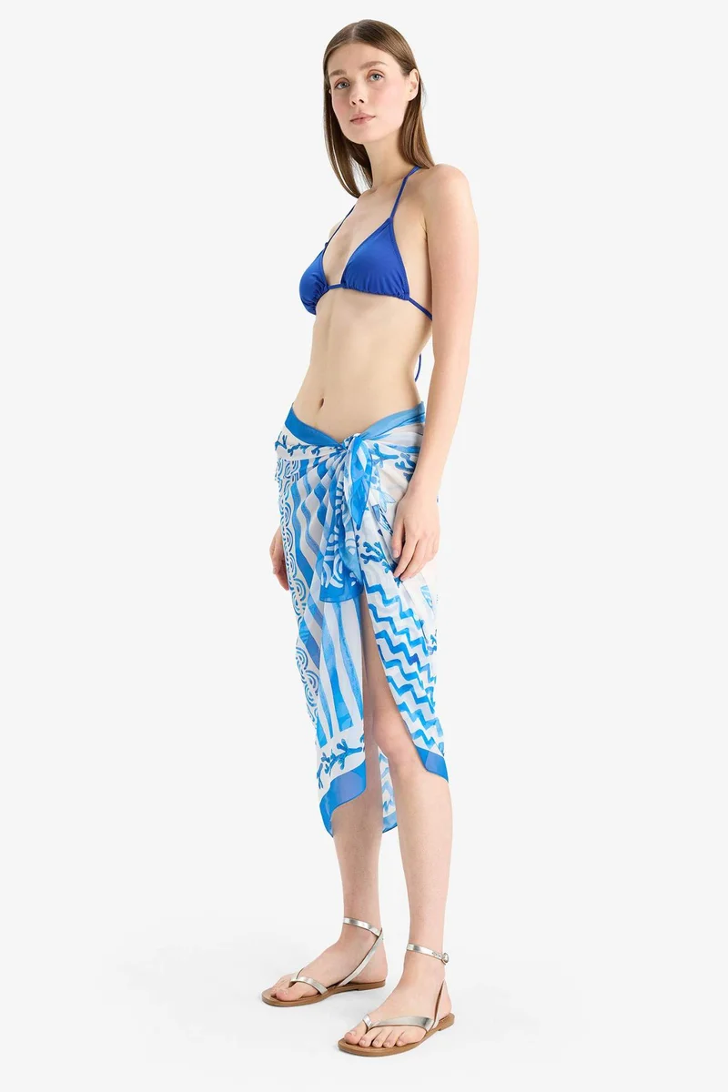 DeFacto Fall in Love Standard Fit Patterned Chiffon Beachwear