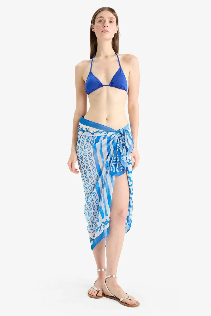 DeFacto Fall in Love Standard Fit Patterned Chiffon Beachwear