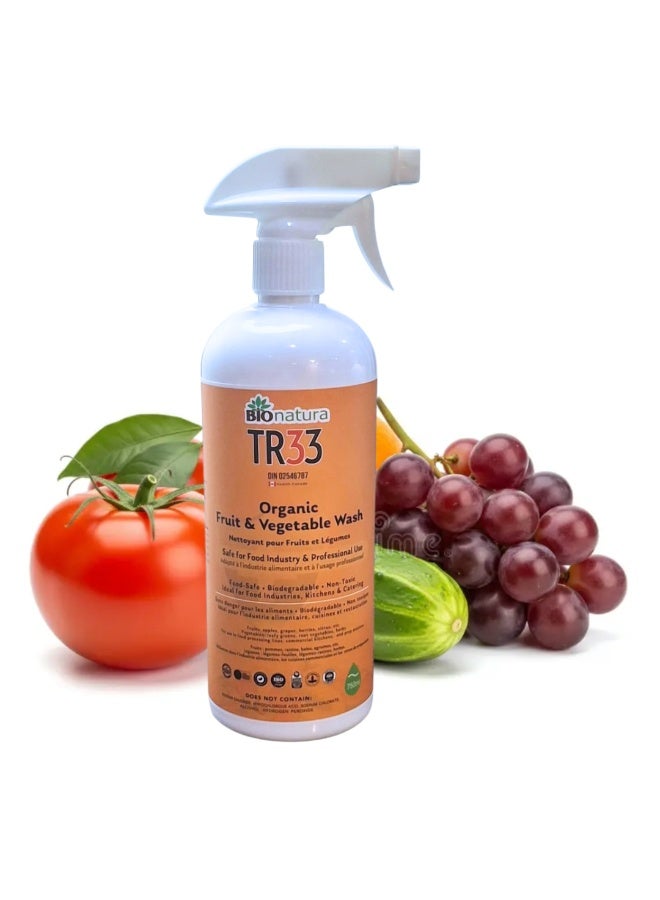 BIONatura TR33 Fruits & Vegetables Wash 750ml – Natural Coconut & Olive Oil Formula | Removes Pesticides, Waxes & Dirt | Non-Toxic, Family Safe, Organic Food Cleaner - Image 1
