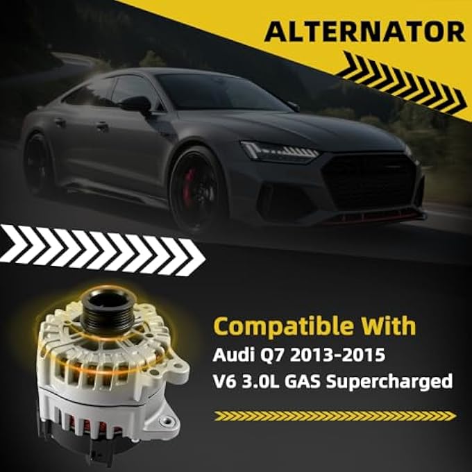 HXYBBGS FG23S065 06E903023B Alternator Compatible with Audi Q7 2013 2014 2015 V6 3.0L GAS Supercharged 12V 220A CW 6-Groove Replace 11821 6E903023B A3123 439816 440470 - Image 2