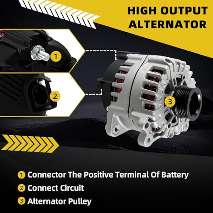 HXYBBGS FG23S065 06E903023B Alternator Compatible with Audi Q7 2013 2014 2015 V6 3.0L GAS Supercharged 12V 220A CW 6-Groove Replace 11821 6E903023B A3123 439816 440470 - Image 4
