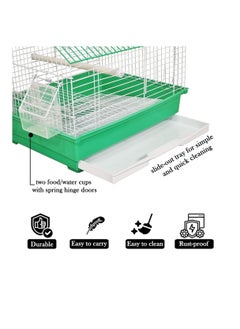 NNC PETS Bird cage for Lovebirds, Canaries, Finches, and small birds, House design bird cage with Carrying handle, Multiple perches, Feeding bowls, and Removable tray 47 cm (Green)  - Image 5