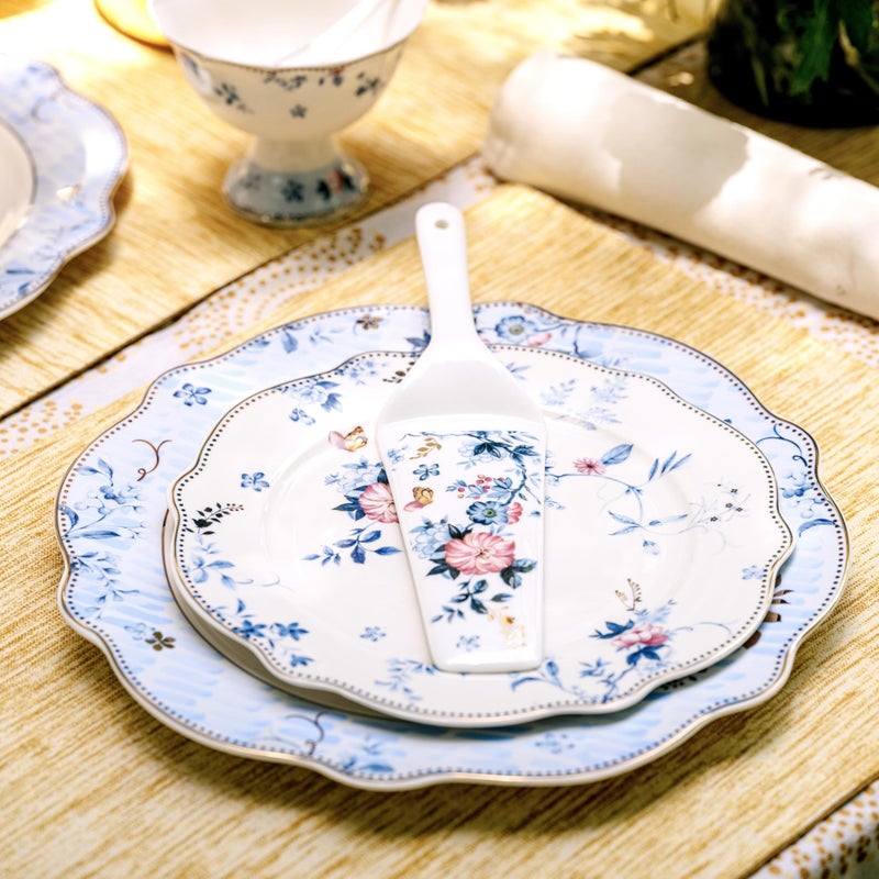 Vigneto | Spring Meadows Snack Set (1 Serving Plate, 6 Quarter Plates, 1 Server) | Finest Premium Porcelain | Luxury Floral Tableware - Image 1
