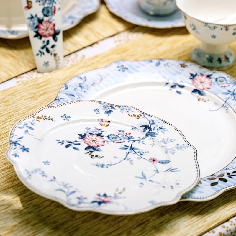 Vigneto | Spring Meadows Snack Set (1 Serving Plate, 6 Quarter Plates, 1 Server) | Finest Premium Porcelain | Luxury Floral Tableware - Image 4