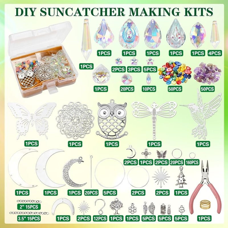 Worgree DIY Suncatcher Kit 460pcs Sun Catchers Making Supplies Art and Crafts for Adults Hanging Prism Sun Catcher with Crystals Ball Indoor Window Home Wedding Garden Festival Decor Gifts - Image 4