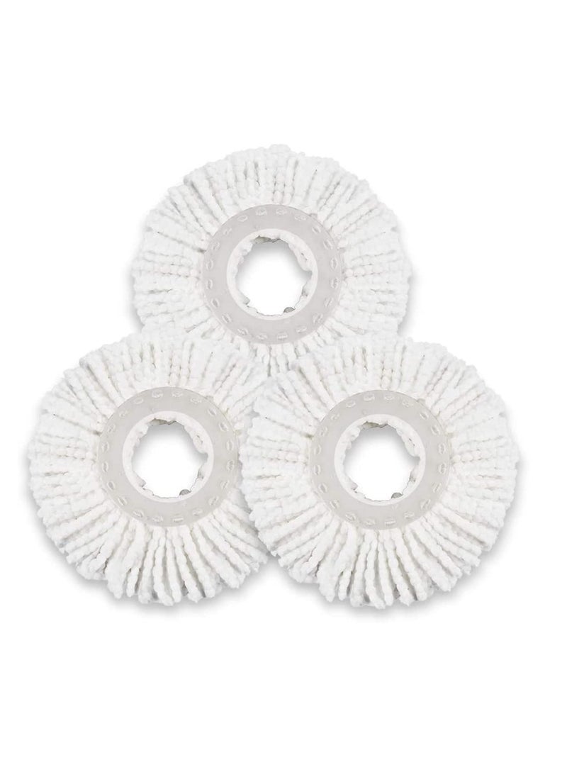Y&D - 3 PCS Microfiber Replacement Mop Head, Spin Refill Heads Universal for 360 Magic Mopping, Round Shape Standard Size (White) - Image 1