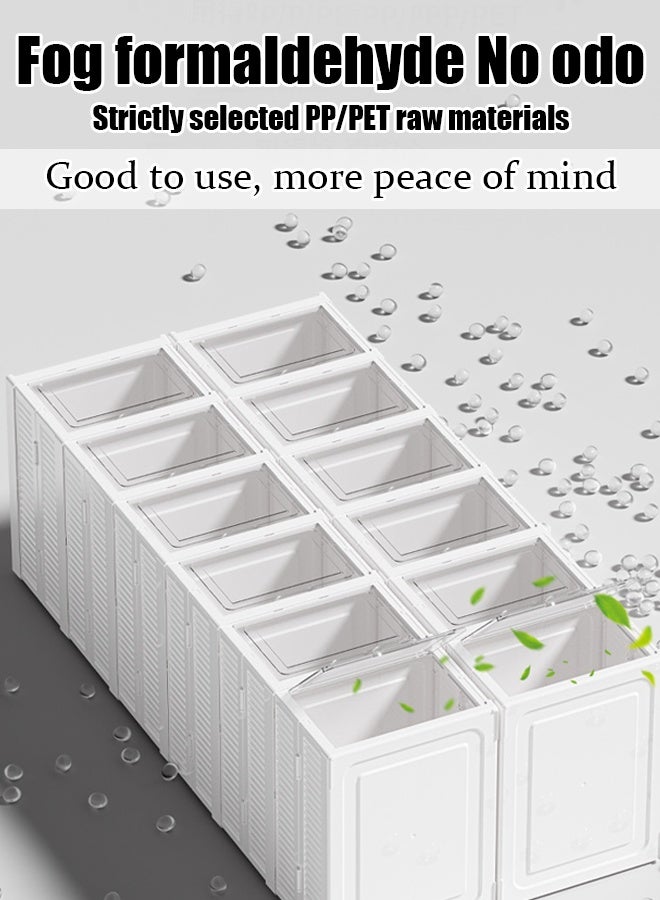 6-tier foldable shoe rack for closet storage boxes Transparent shoebox stackable - white - Image 2