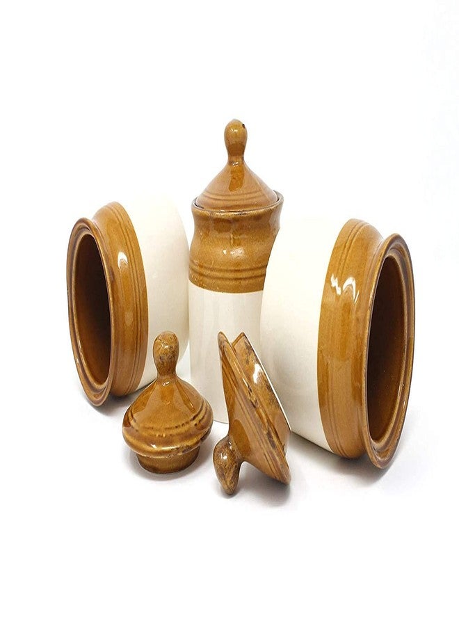 Jetwals Ceramic Handmade Pickle Jar Set with Lid CERAMIC CONTAINER (JARS 300ML PACK OF 3) - Image 3
